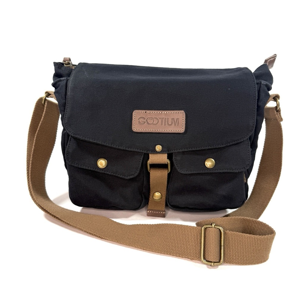 Gootium Canvas Messenger Bag Crossbody Black Multi Pocket‎ EDC Travel